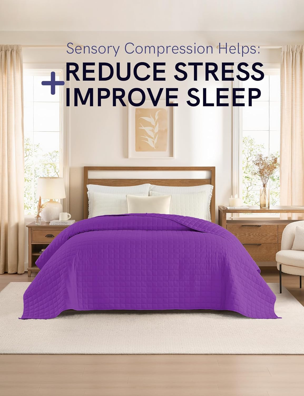 ynm 12lbs weighted blanket for adults, cotton heavy bed throw blanket with cooling glass beads for all season use, ideal for ~110lbs (48x72 inches, twin/full, fuchsia purple) exclusive cotton fuchsia purple 48 in x 72 in 12 lb