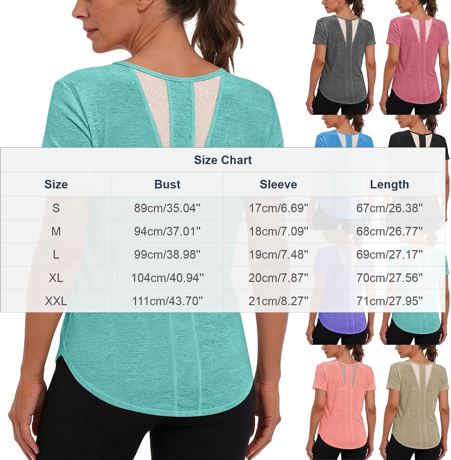 Women Workout Tops Short Sleeve Athletic Shirts Yoga Gym Sports Lightweight Mesh Splinting Loose Breathable Tees