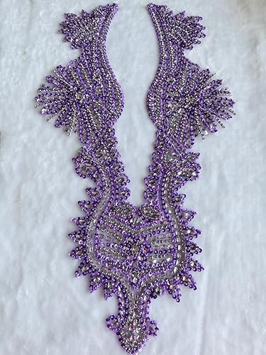 Vista 40 de Apliques hechos a mano de cristal sobre encaje, cuentas de diamantes de imitación para coser, parches de lentejuelas, accesorios de decoración