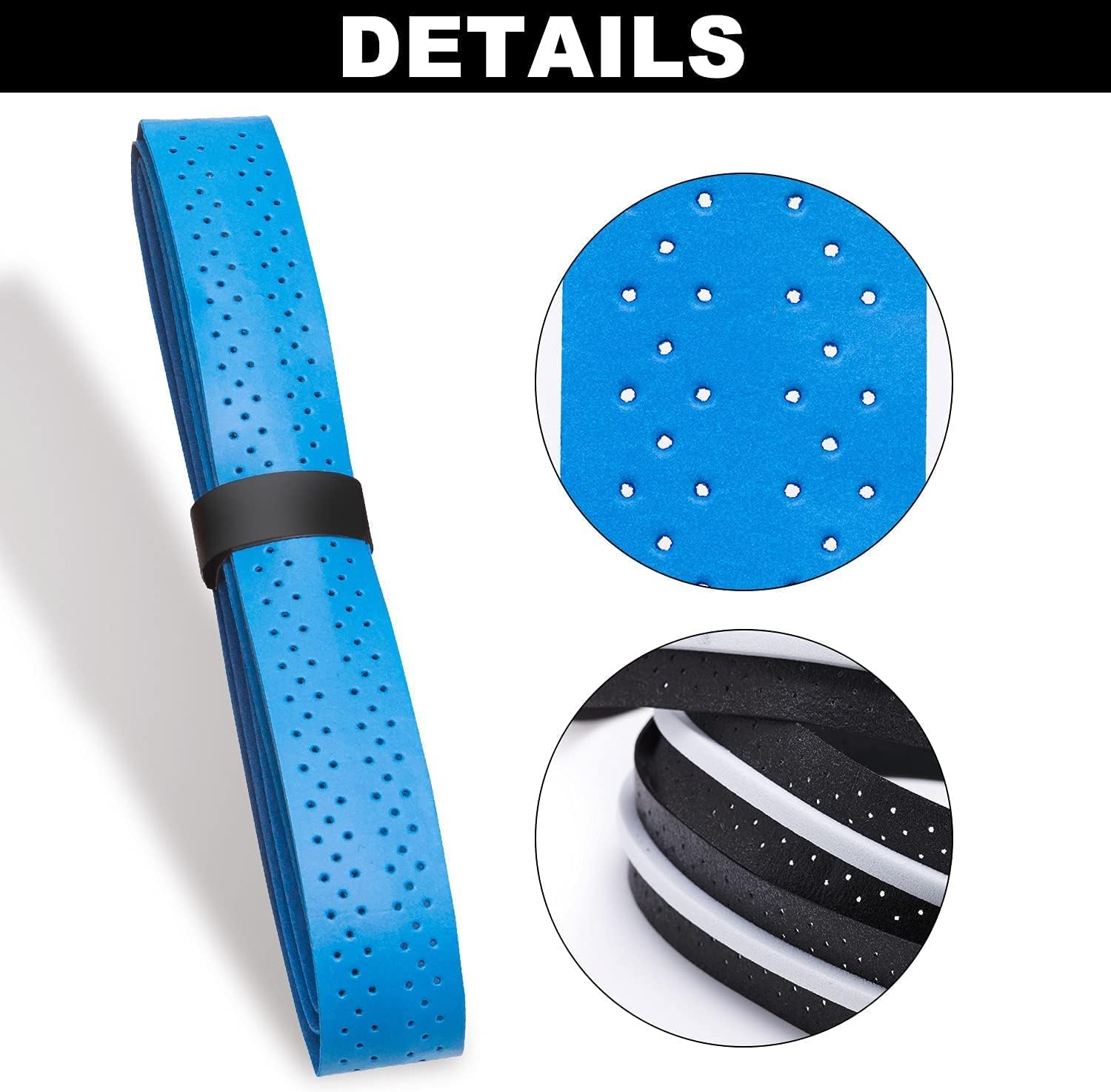 tennis badminton racket grip anti slip perforated super absorbent fishing overgrip for pickleball racquet handle grip with damping ridges 6 colors