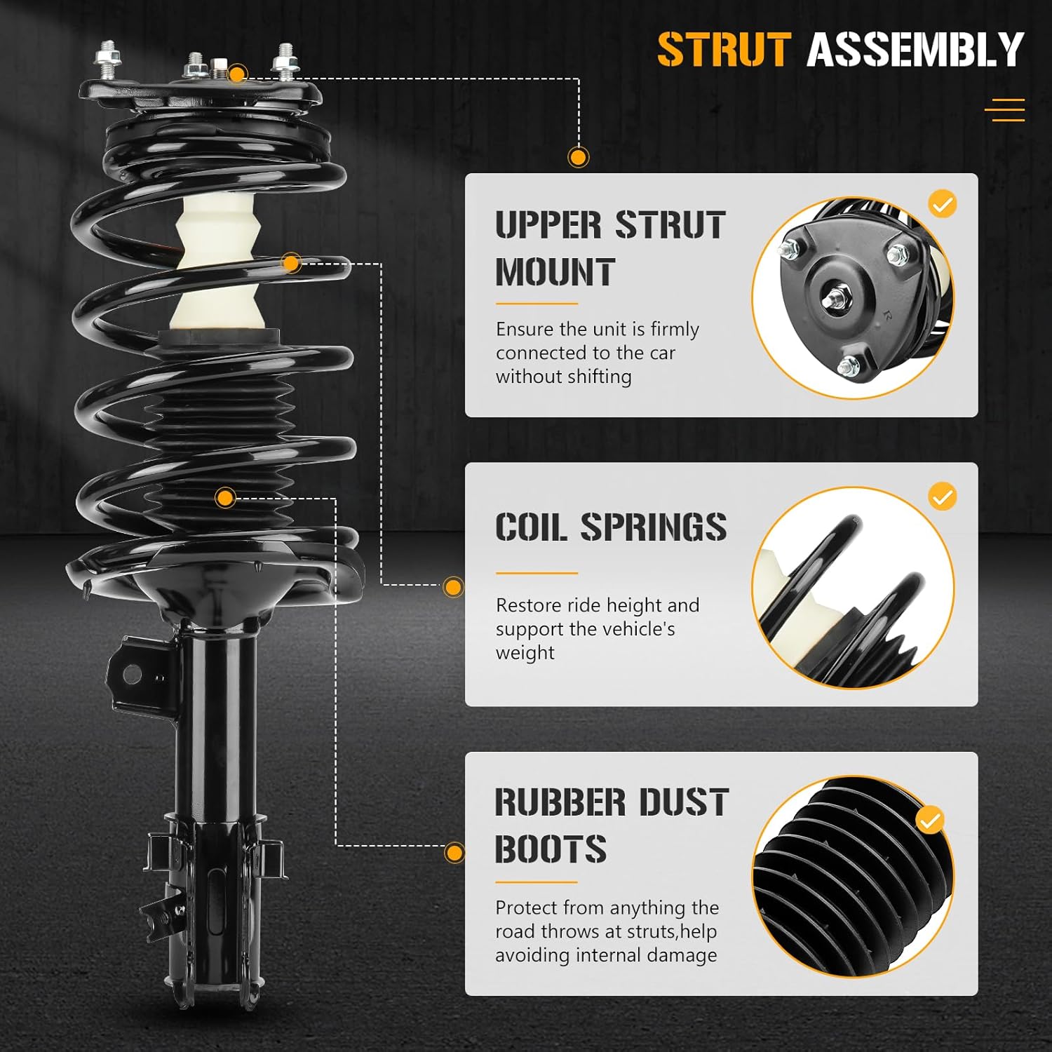 Front Complete Struts Coil Spring Assembly Shock Absorbers Compatible with Hyundai Accent 2006 2007 2008 2009 2010 2011, for KIA Rio 2006-2011 (Only FWD), Replace 172298 172297, 2PCS