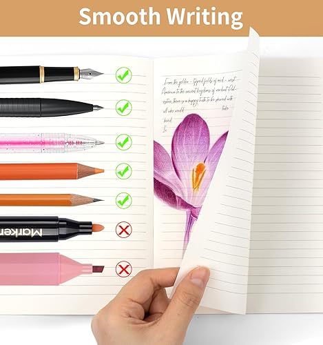 Miniatura 3 de Paquete de 30 cuadernos de composición a granel, cuaderno rayado A5 con rayas universitarias, cubierta de papel kraft con espinas de arcoíris, 8.3 x