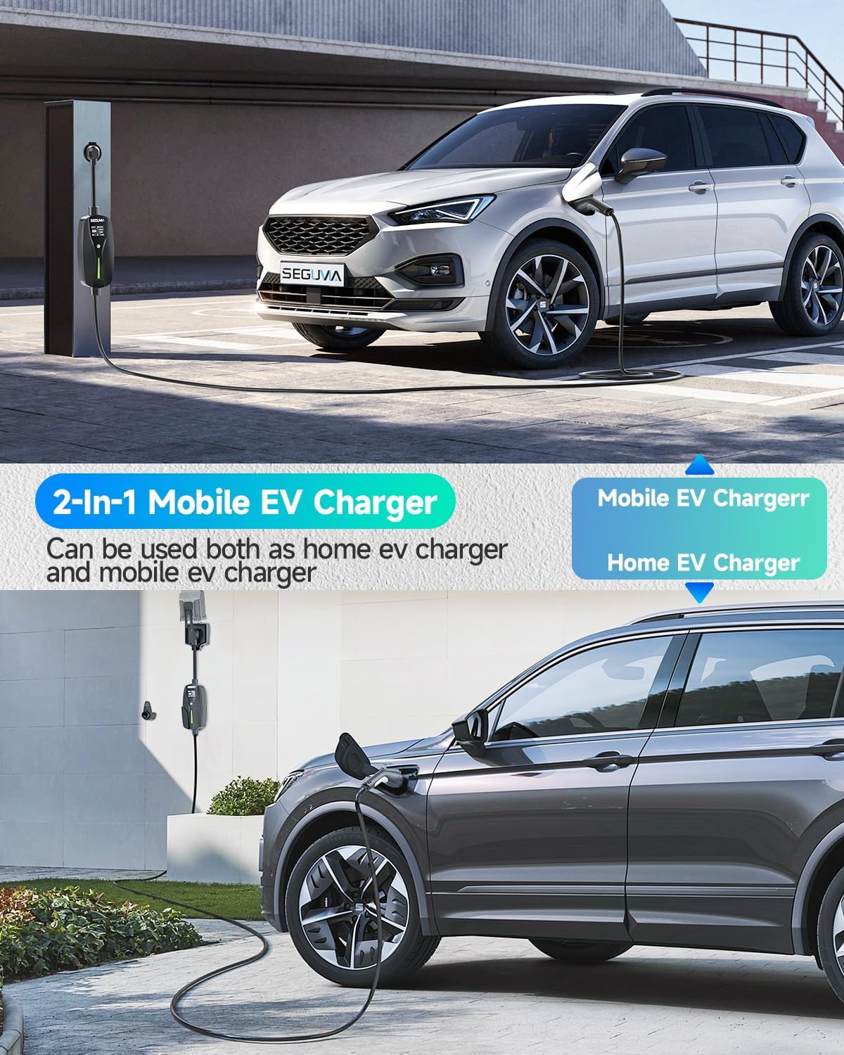 SEGUMA Level 2 EV Charger (32Amp, 220V-240V, NEMA 14-50 Plug), 25ft UL Listed Cable, with Adjustable Current, Portable Home Travel Electric Vehicle Charging Station EVSE SAE J1772 EV Car Charger