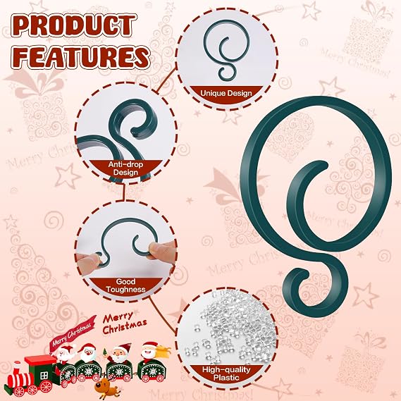 Christmas Light Clips for Banister Christmas Banister Clips Holiday Garland Hanger Hooks for Stockings String Lights Indoor Outdoor Decorations Stair Railing Fence Deck (Green, 16 PCS)