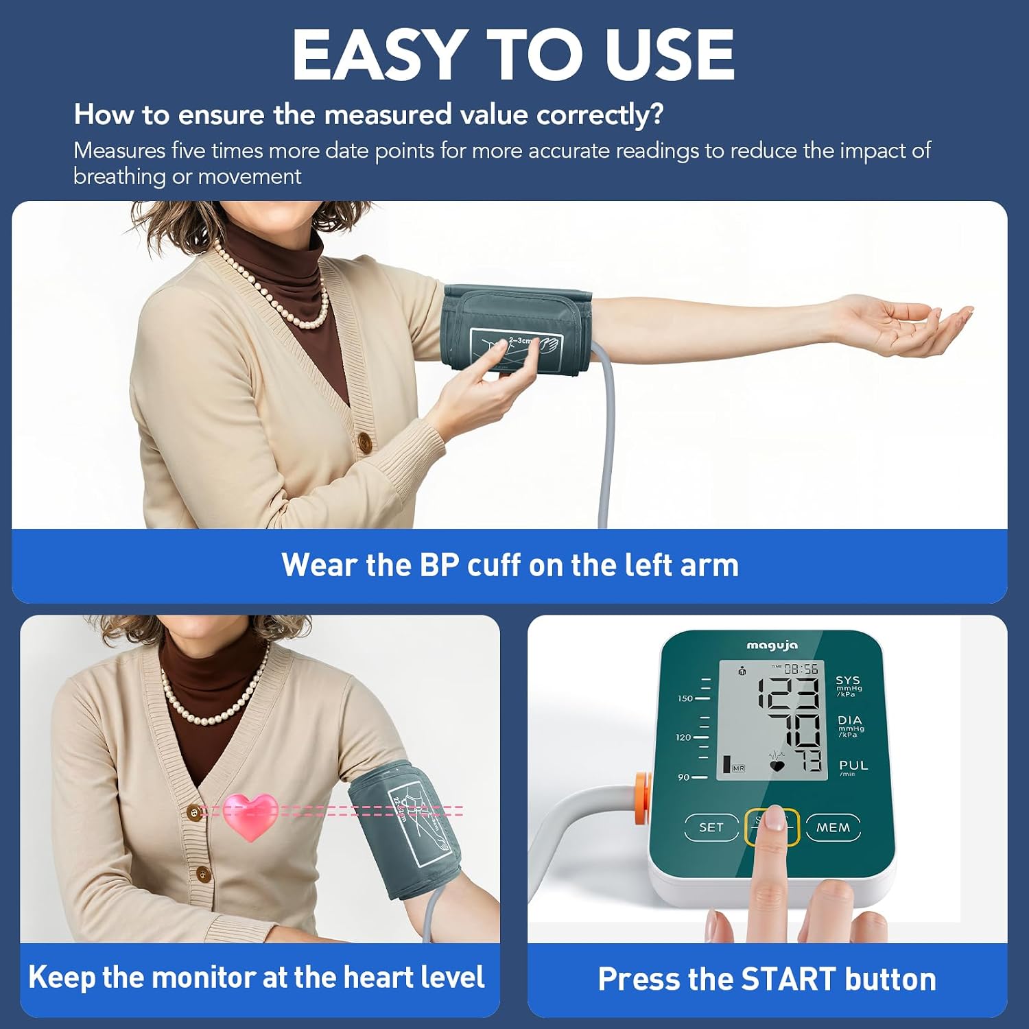 Blood Pressure Monitor for Home Use, Large Upper Arm Blood Pressure Cuff