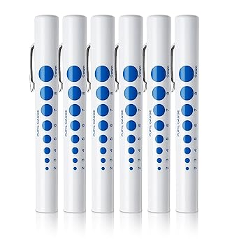 EMS XTRM Disposable Penlights - Battery-Operated, Warm Light, with Pupil Gauge - Essential Penlights for Nurses, EMS Penlight, Penlights Disposable Pack of 6White - Disposable
