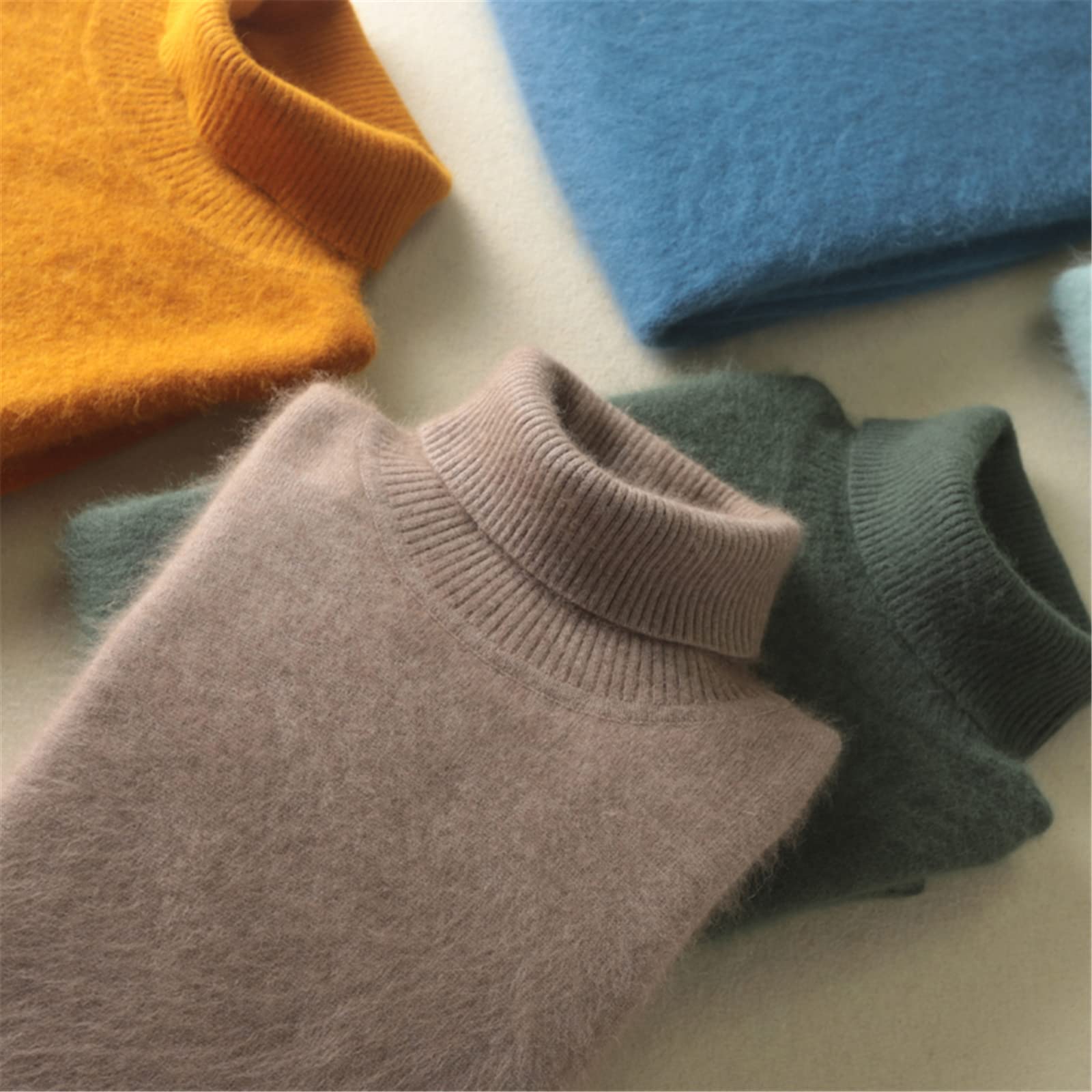 Vogrtcc Winterpullover Mode Casual Rollkragen Dicke Weiche Strickpullover Tops, D Blau, Large