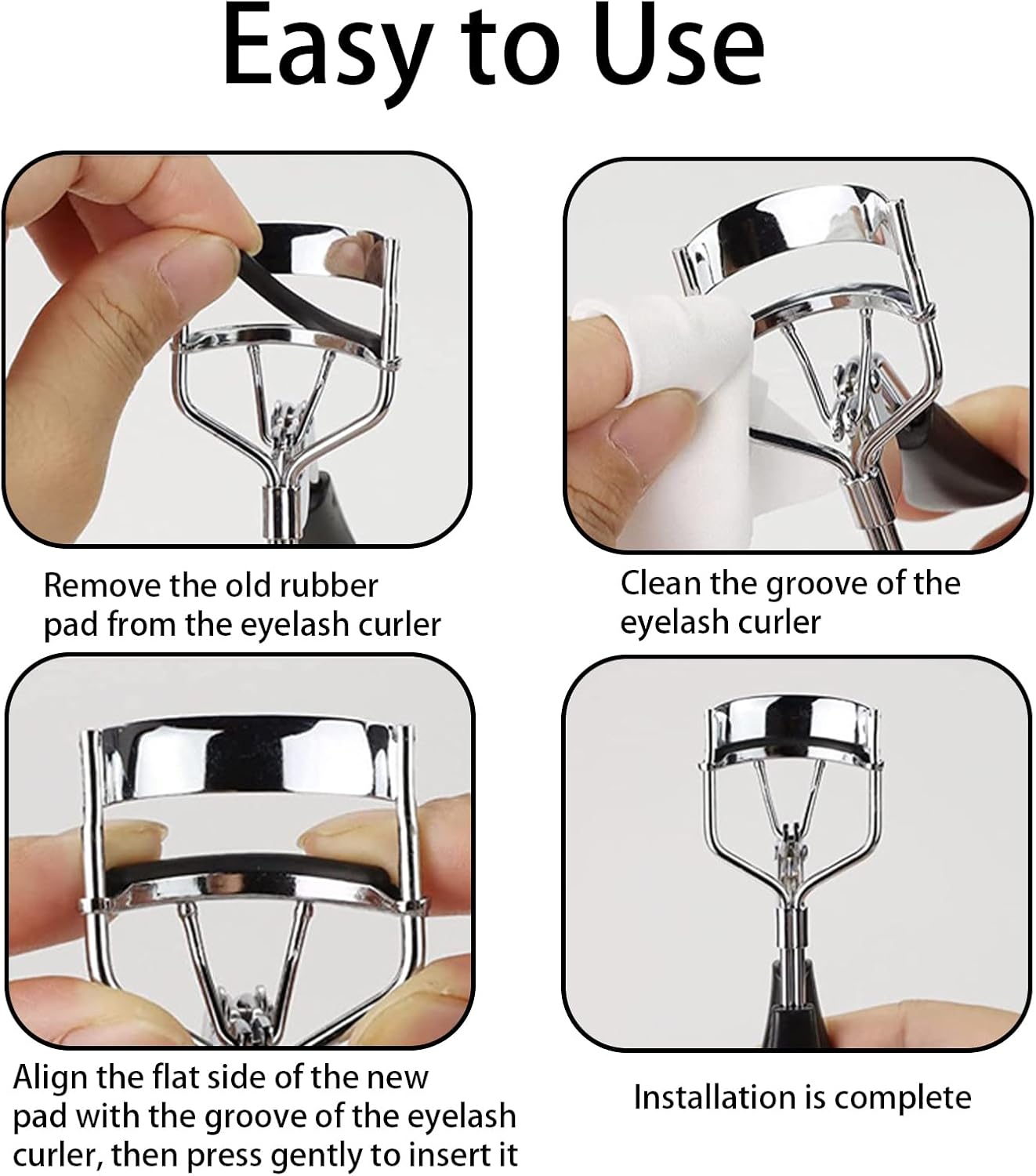 120 Pack Compatible with Tweezerman Eyelash Curler Refills, Silicone Eyelash Curler Replacement Pads Fit for Tweezerman Lash Curlers(Black)