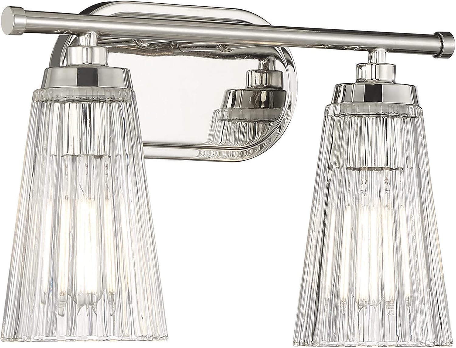 Savoy House 8-1745-2-109 Chantilly Vintage Traditional Clear Ribbed Glass Bathroom Vanity Wall Light, 2-Light 120 Total Watts, 10" H x 14" W, Polished Nickel