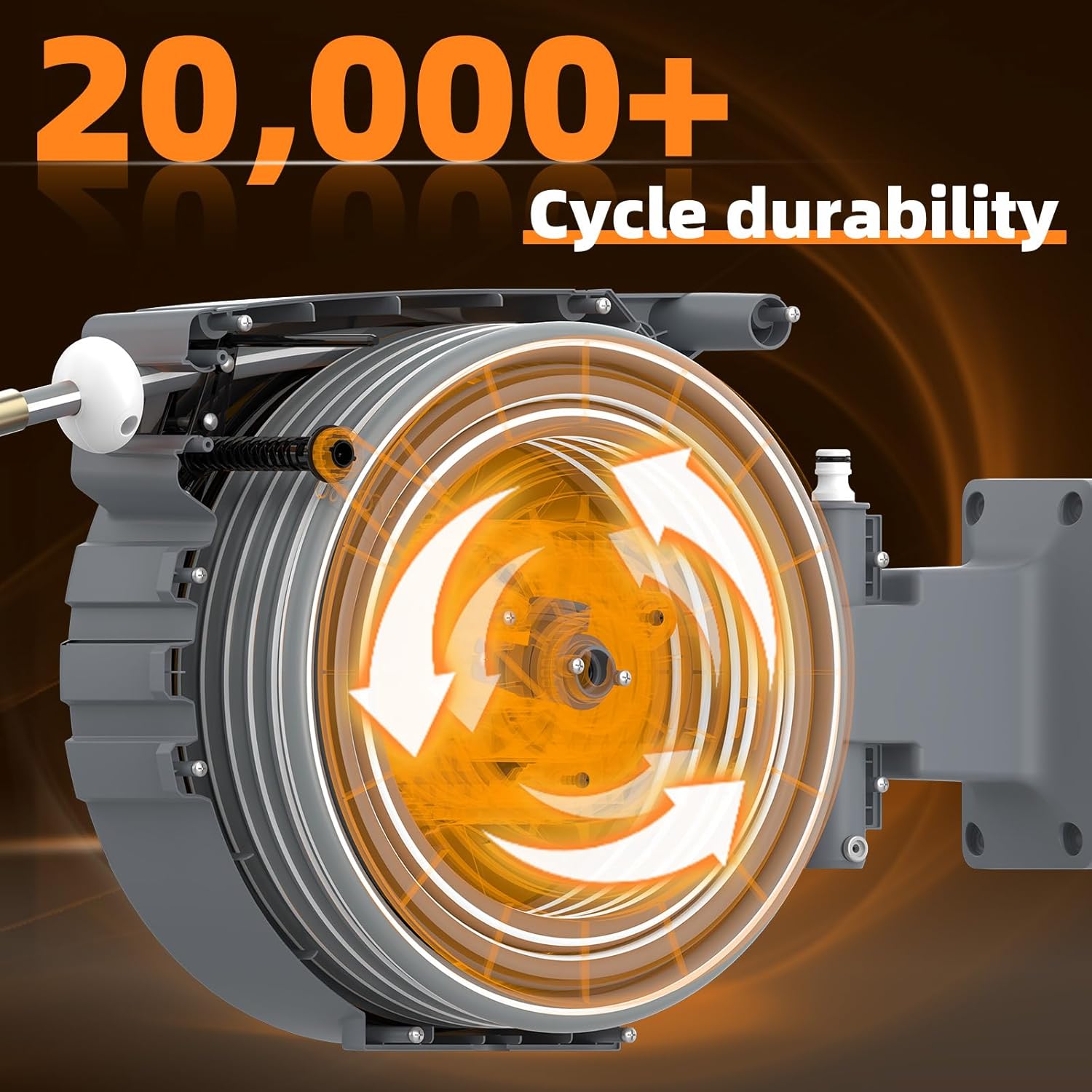 Retractable Garden Hose Reel 1/2 in x82 ft, Garden Water Hose Reel with 7- Function Sprayer Nozzle, Any Length Lock/Automatic Slow Return System,180° Swivel Bracket