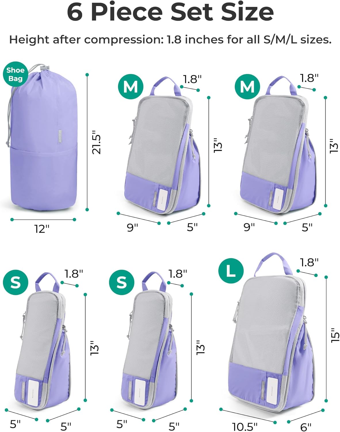 BAGSMART 6 Set /4 Set/2 Set Compression Packing Cubes for Travel, Lightweight Luggage Organizer Bags, Durable Space Saver Bags Travel Essentials