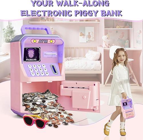 Miniatura 6 de Alcancía para niños, cajero automático, moneda, juguetes, regalos, alcancías electrónicas, caja fuerte para niños, juguetes de 3, 4, 5, 6, 7, 8, 9,