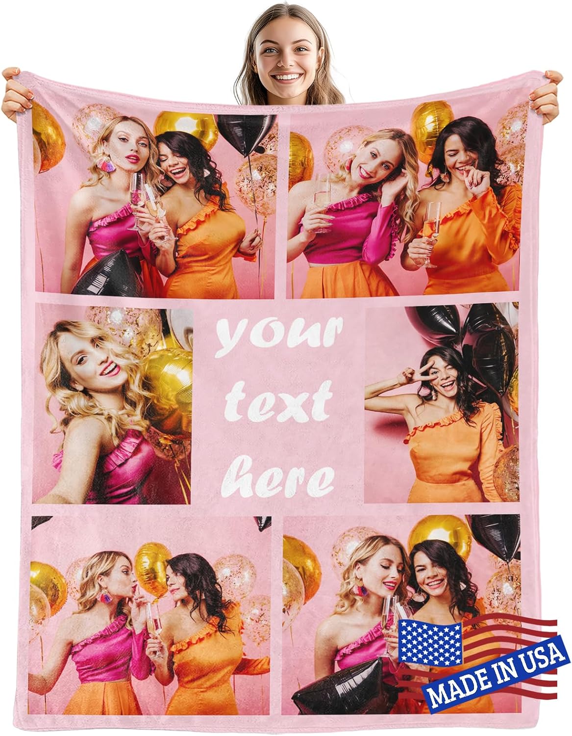 Custom Blanket with Picture Text, Personalized Photo Throw Blankets, Gifts for Boyfriend Girlfriend Couple Wife Husband Dad Mom, Customized Christmas Birthday Gift