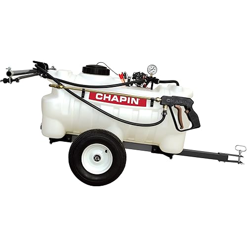 Chapin International 97700N EZ Dripless Tow Behind Sprayer, 25 gallons, Translucent White
