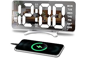 Alarm Clocks for Bedrooms: Sleek Mirror Clock with Enhanced Features