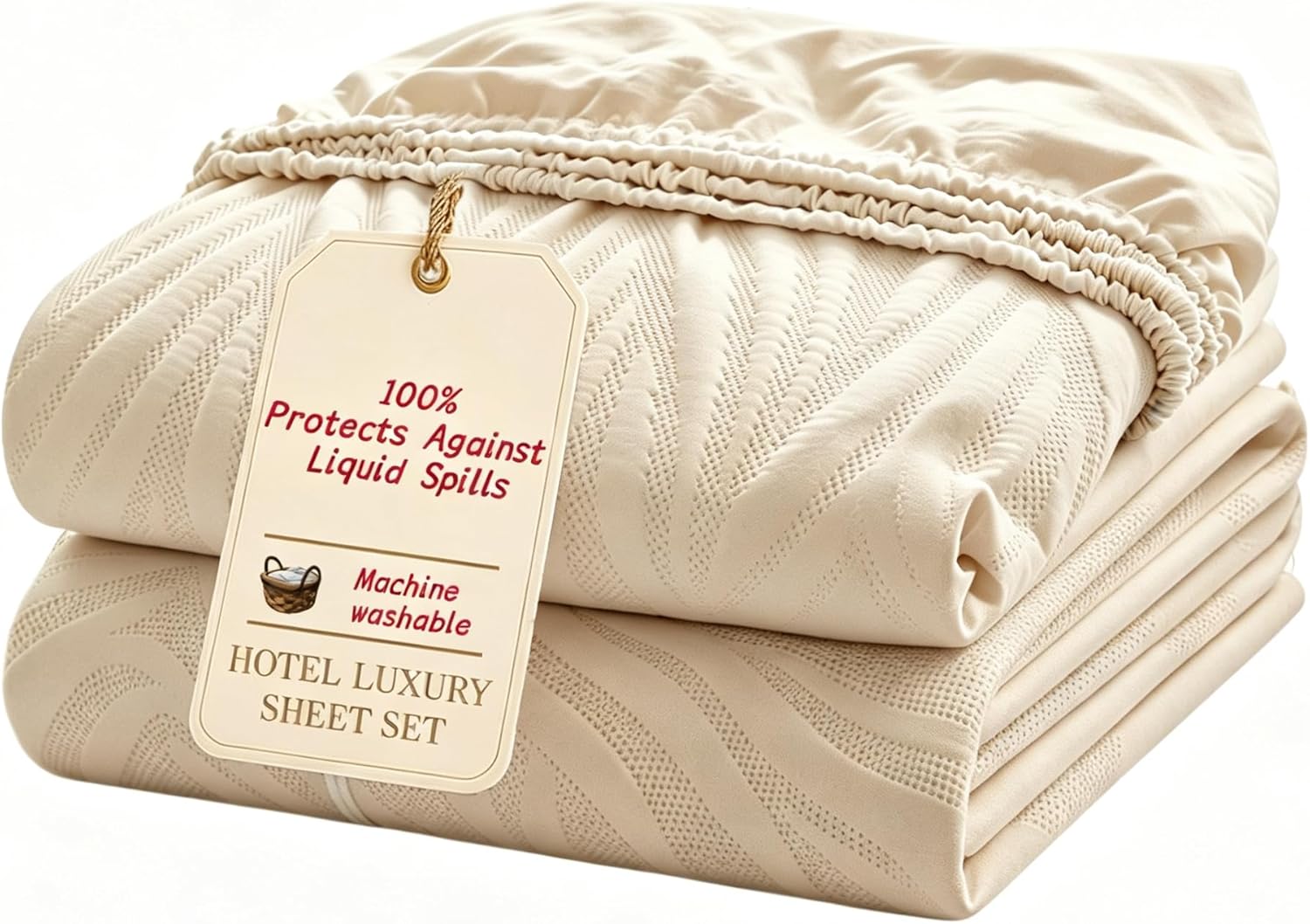 Khaki Twin XL Waterproof Mattress Protector with Pillowcase Protector, Protects Against Liquid Spills, Soft, Noiseless and Breathable, Fits 8"-15" Deep Pocket