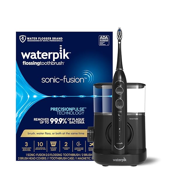 Waterpik Sonic-Fusion 2.0 Professional Flossing Electric Toothbrush with Water Flosser Combo In One, White SF-04, Packaging May Vary