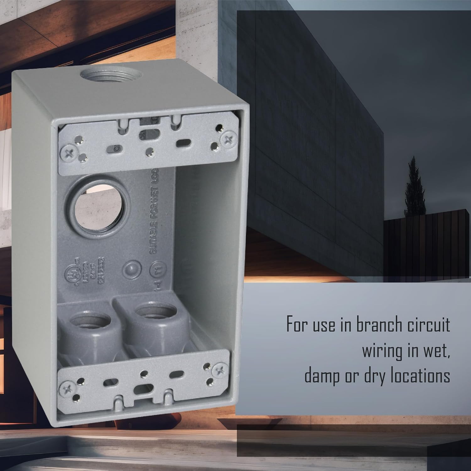 TayMac SD450S Weatherproof Box, 1-Gang, (4) 1/2-Inch Outlets, Deep, Gray