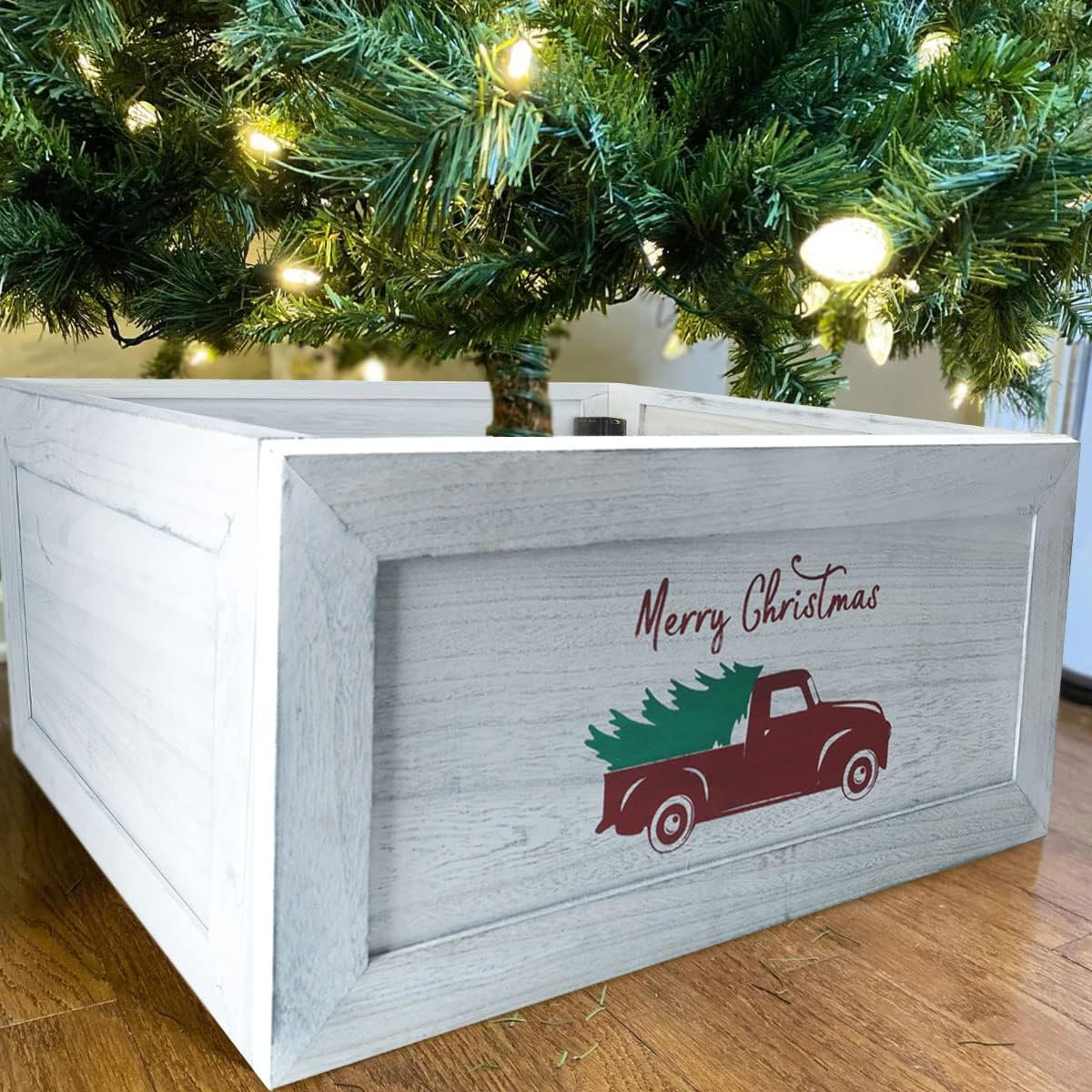 CuffUp Christmas Tree Collar, Rustic Vintage Christmas Tree Box Stand