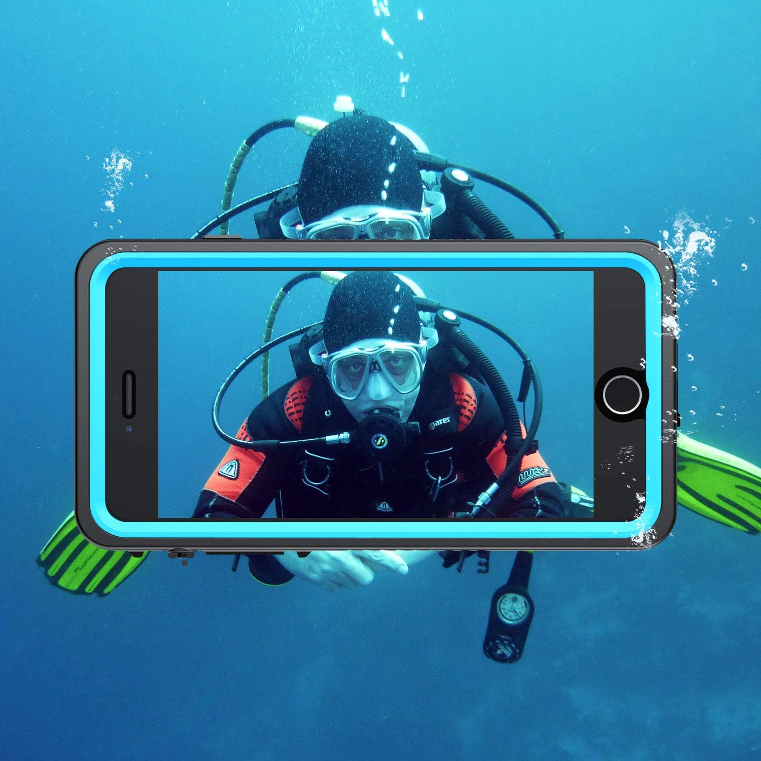 🛒 Crazy Deals Huakay iPhone 6 Waterproof Case iPhone 6s Waterproof Case(4.7inch), IP68 Shockproof Dirtproof 360° Full Body Protection Waterproof for iPhone 6/6s (Blue/Clear)