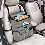Car Front Seat Organizer| Efficient Car Organizers and Storage | Laptop,Tablet Pockets, Adjustable Straps,Kid-Friendly, Multi-Pocket, Cup Holders, Sturdy and Durable, Grey