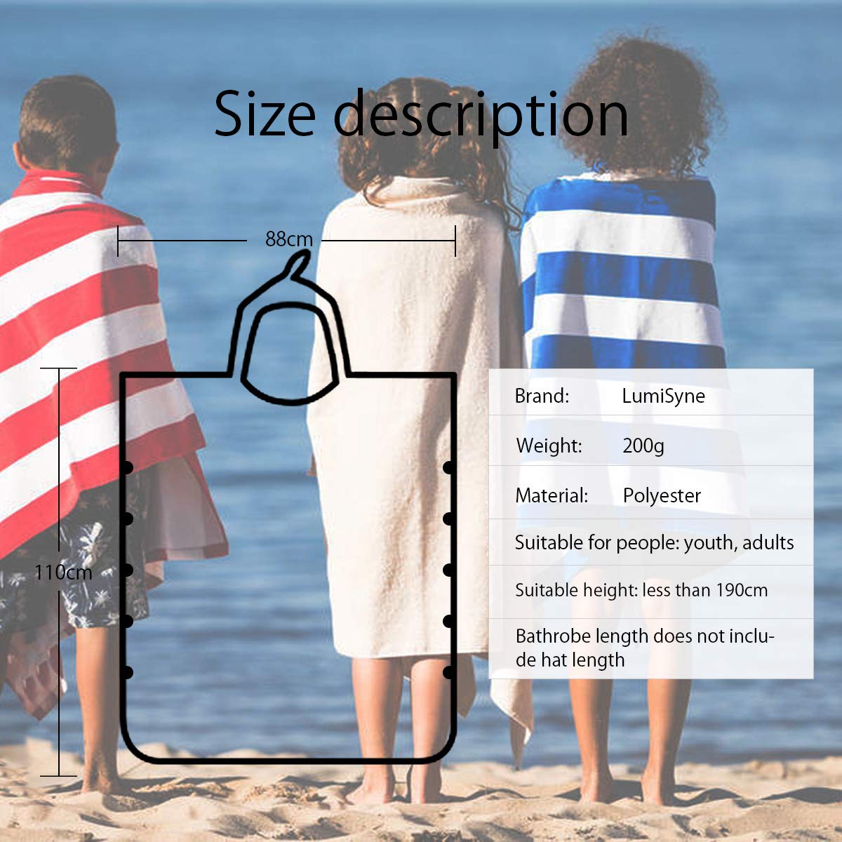 LumiSyne Umziehhilfe Mit Kapuze Surf Poncho Modedruck Streifen Strandhandtuch Mikrofaser Bademantel Schnelltrocknend Sporthandtuch Kompakt Ultra Leicht Schwimmen Handtuch