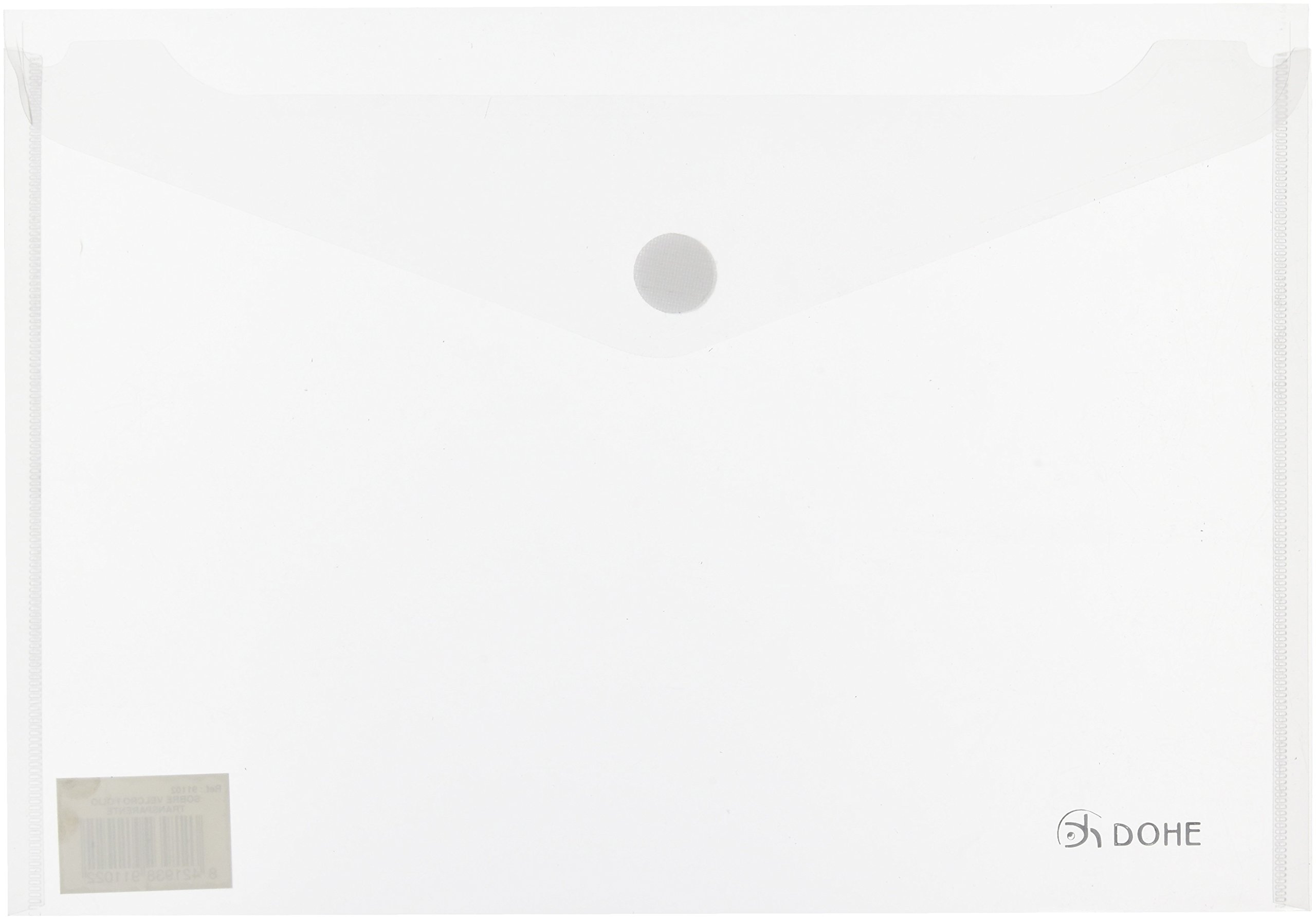 Dohe 91102 Velcro Envelope, Polypropylene, Folio, Transparent