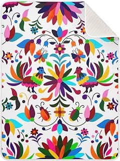 Unisex Baby Blankets Newborn Stroller Cover Essentials Soft Cotton Blanket 40x30 Simple Mexican Otomi Style Bright