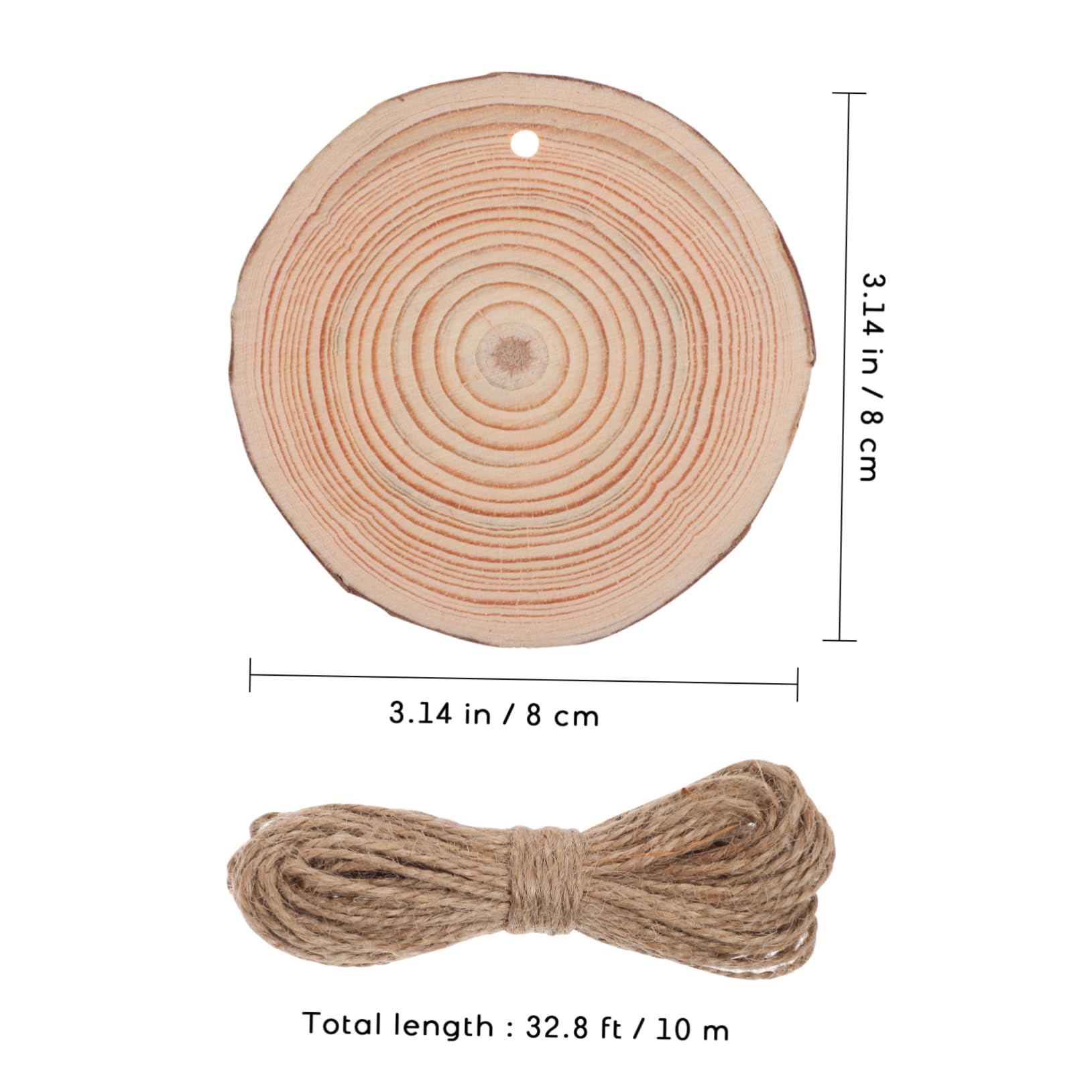 Uonlytech 50stücke Unlackierte Holzscheiben Mit Jute-schnur Für Projekte Runde Holzscheiben Für Bastelarbeiten Hochzeiten Weihnachten Und Kreative Dekorationen
