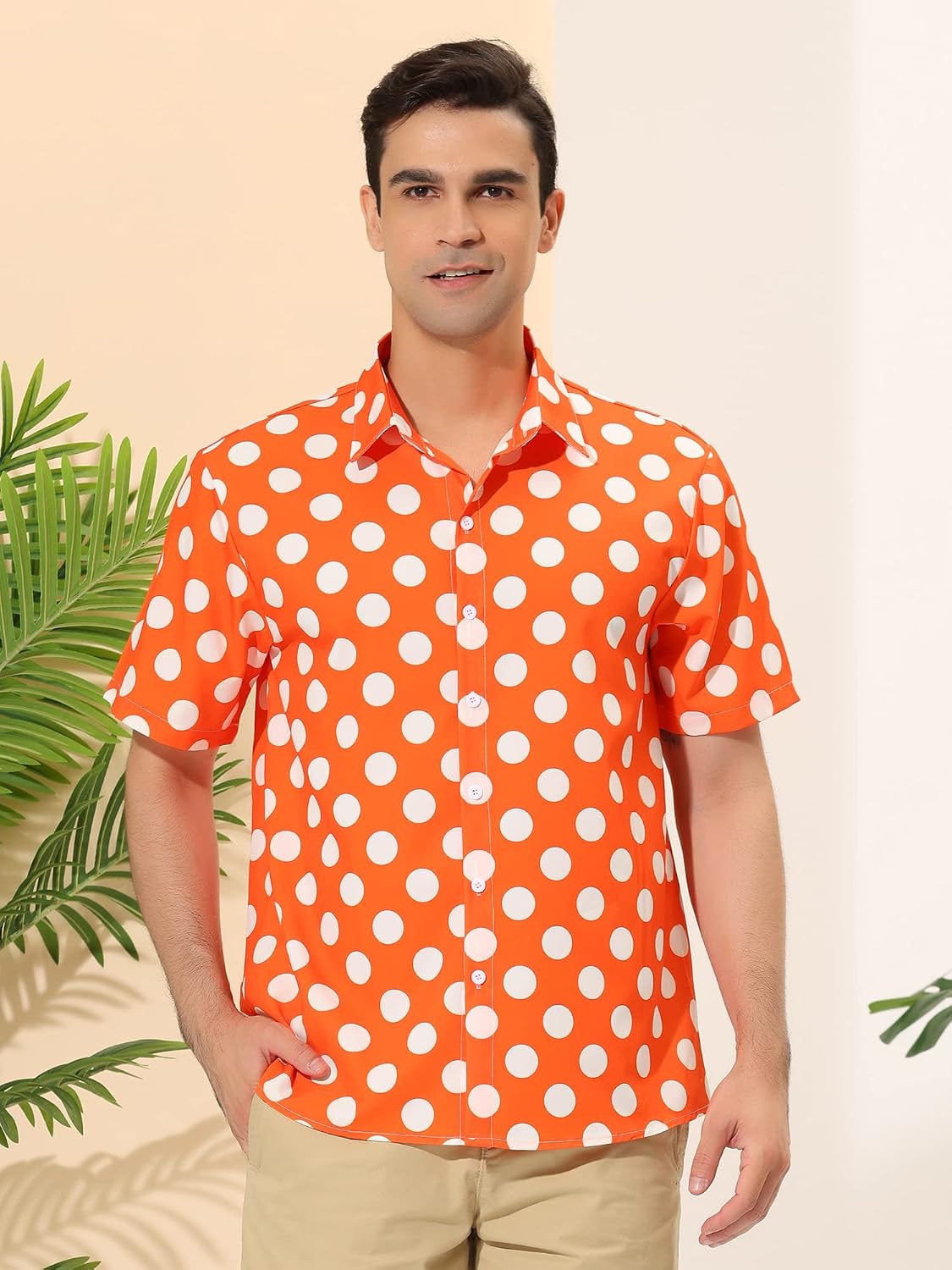 Lars Amadeus Men's Summer Polka Dots Shirt Button Down Short Sleeves Pattern Hawaiian Shirts