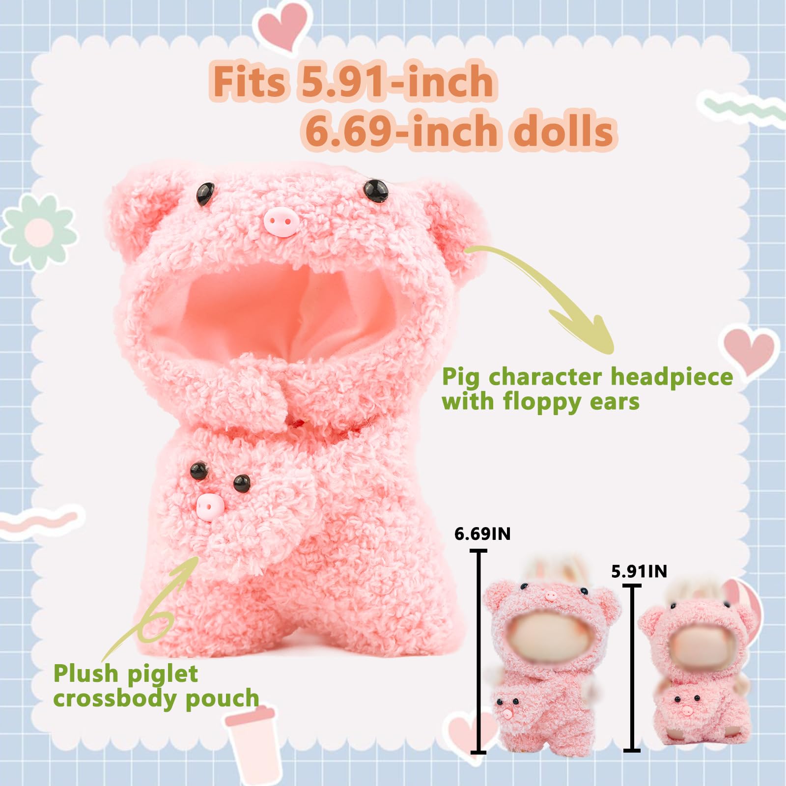FIDWALL – Tenue De Poupée Dinosaure – Sweat à Capuche + Chaussures – Pour Poupées 17 Cm – Tissu Peluche Ultra-doux – Poupée Non Incluse