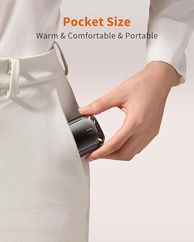 Miniatura 5 de Paquete de 2 calentadores de manos recargables, calentador de manos eléctrico, calentador portátil de doble cara reutilizable, 12 bolsillos de