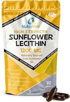 Sunflower Lecithin 1200mg | 90 Softgels 3 Month Supply | Soy-Free & Naturally Sourced | Brain, Liver & Heart Health | Cellular Function & Fat Metabolism Support | Pure & Potent | by NutriVolv