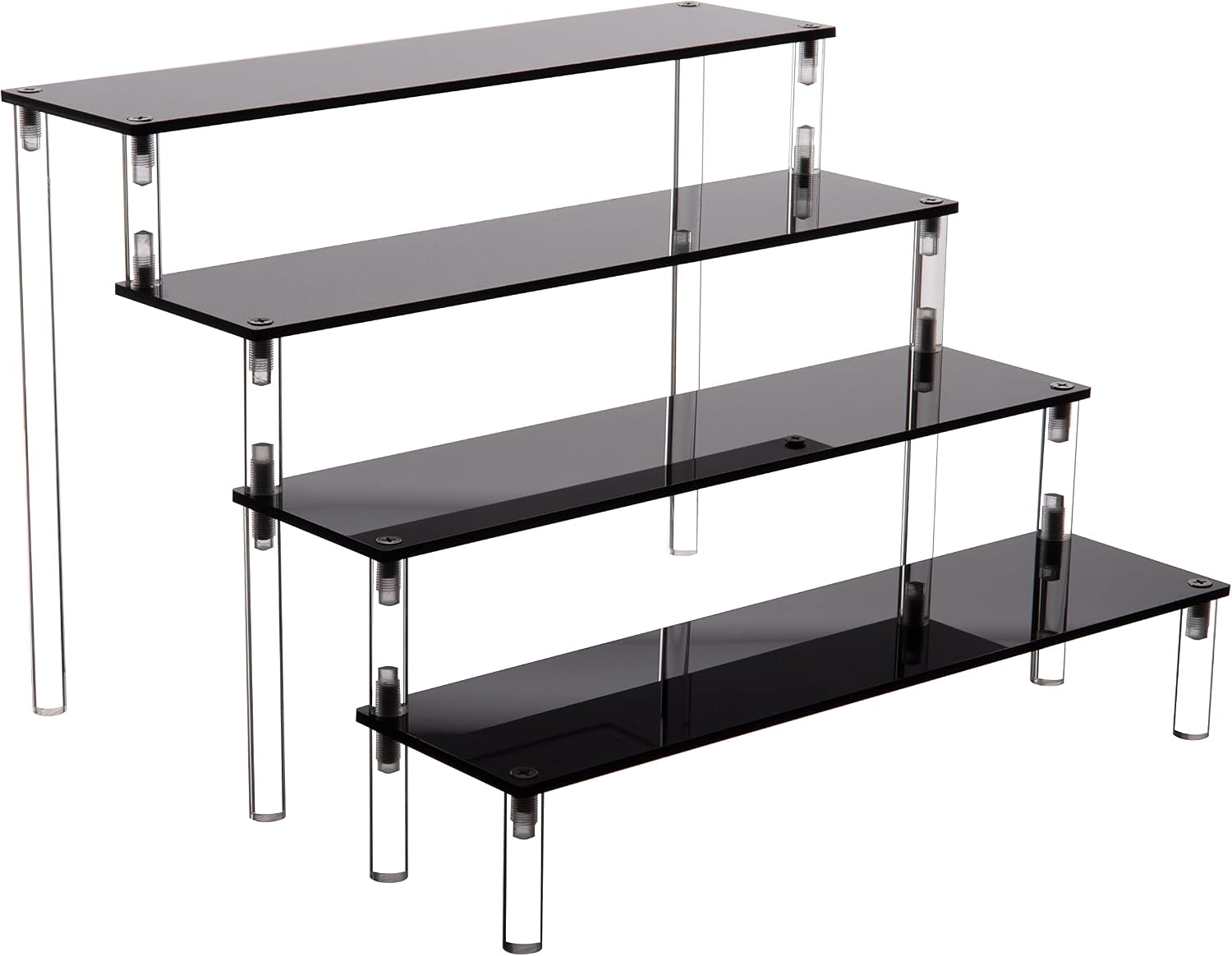 Acrylic Stands for Display,4 Tier Black Cupcakes Perfumes Figurines Display Stand Risers Shelf for Decoration and Organizer