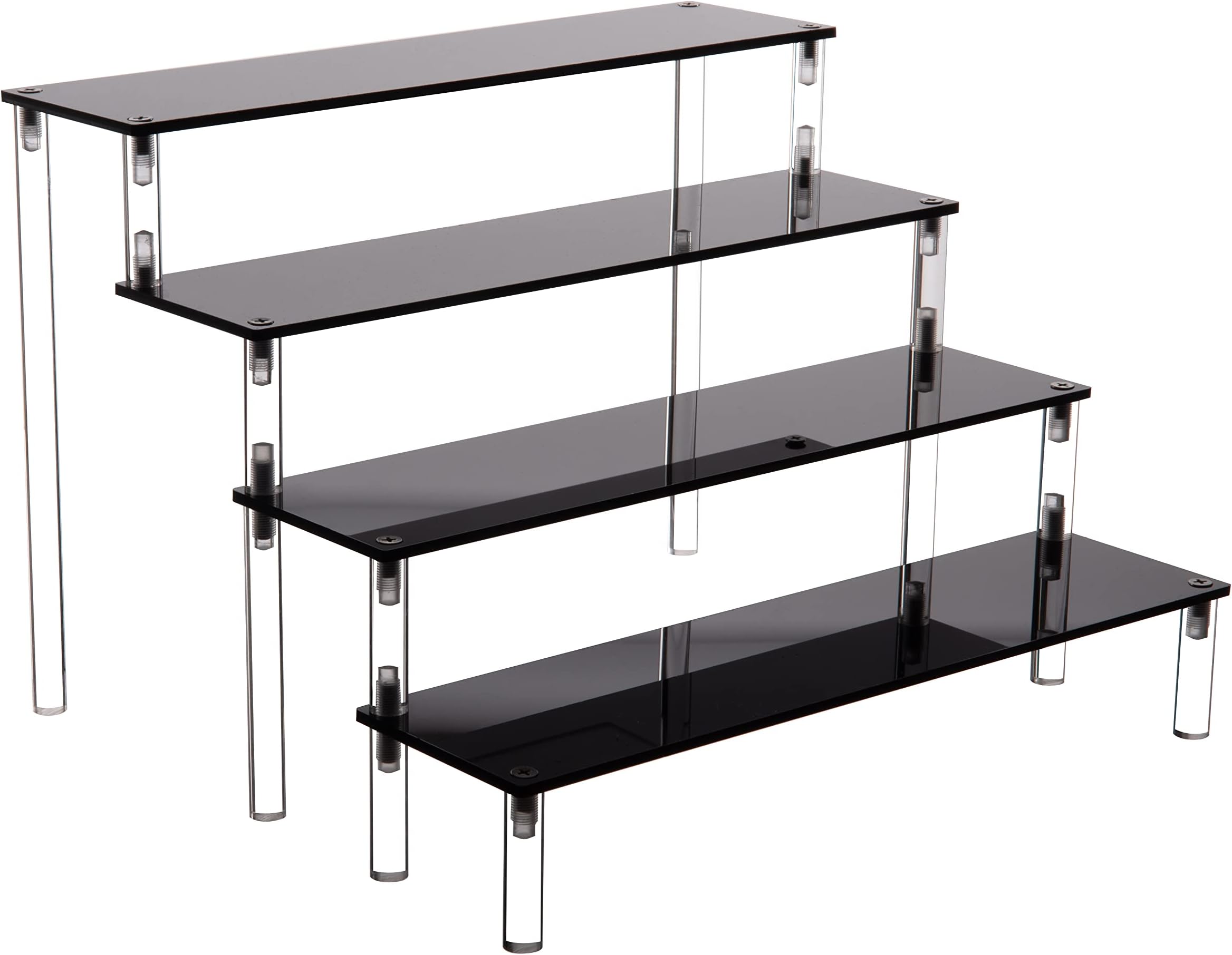 IHOMECOOKER Acrylic Stands for Display,4 Tier Black Cupcakes Perfumes Figurines Display Stand Risers Shelf for Decoration and Organizer