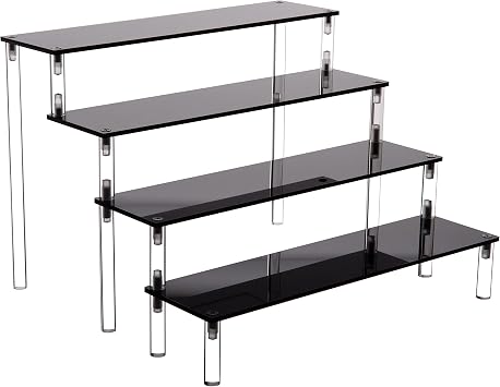 Acrylic Stands for Display,4 Tier Black Cupcakes Perfumes Figurines Display Stand Risers Shelf for Decoration and Organizer