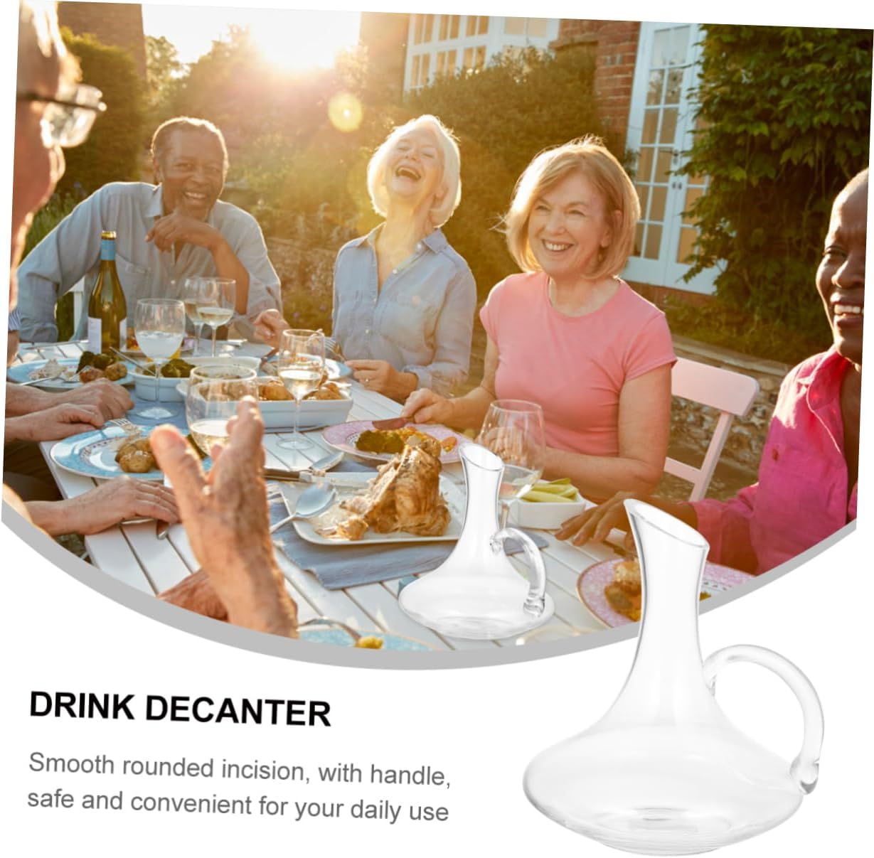 Elegant Glass Wine Decanter with Handle Unique Whiskey Bottle for Home Bar Decoration Wine Lovers and Special Occasions