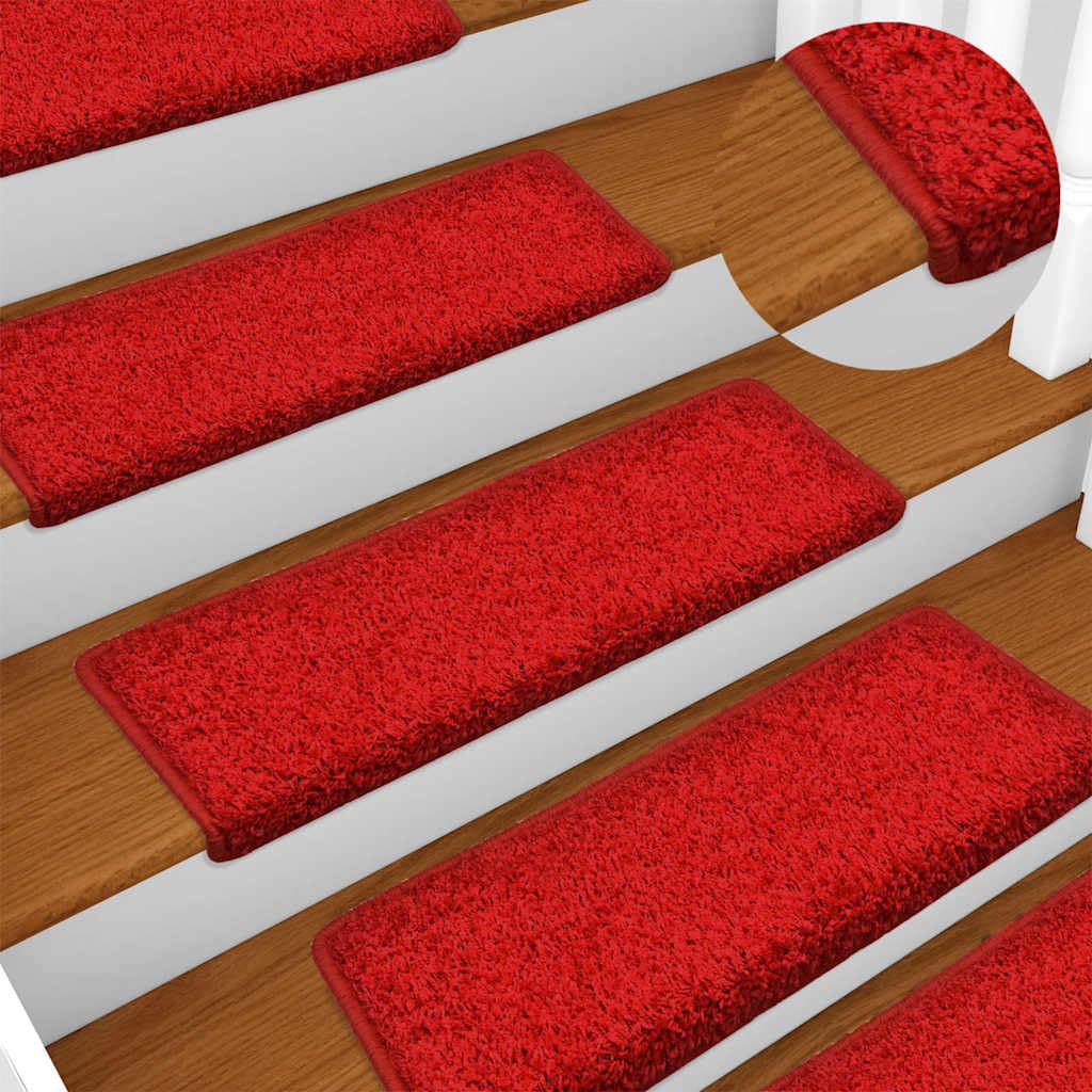 Maty Na Schody 15 Szt. 65x21x4 cm Czerwone Prostokątne Nakładki PP z Taśmą