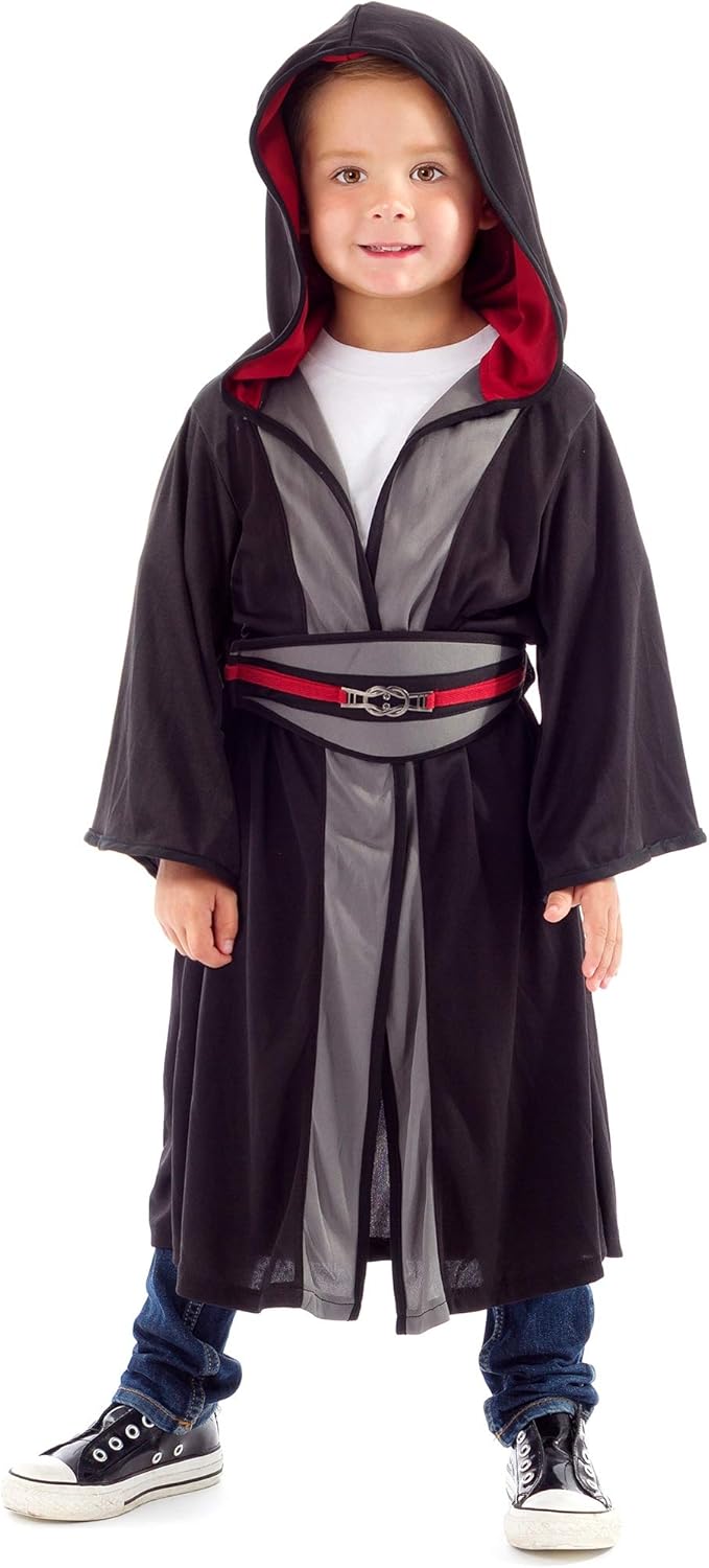Little Adventures Galactic Warrior Hooded Robe with Belt (Galactic Villain (Black), Small Age 1-3) - Machine Washable Child Pretend Play and Party Dress-Up