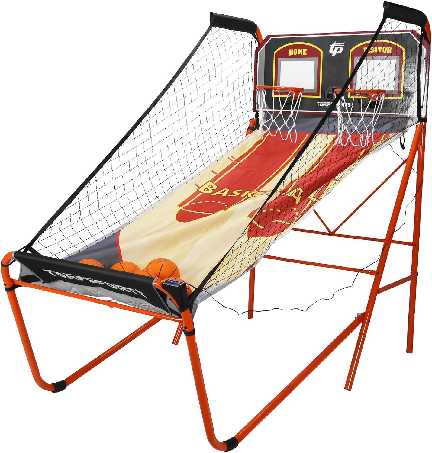 Foldable Indoor Basketball Arcade Game LED Electronic Scoring Indoor Double Electronic Basketball Machine with 5 Size 7 Inch Balls for 2 Players Home Play Kids Adults
