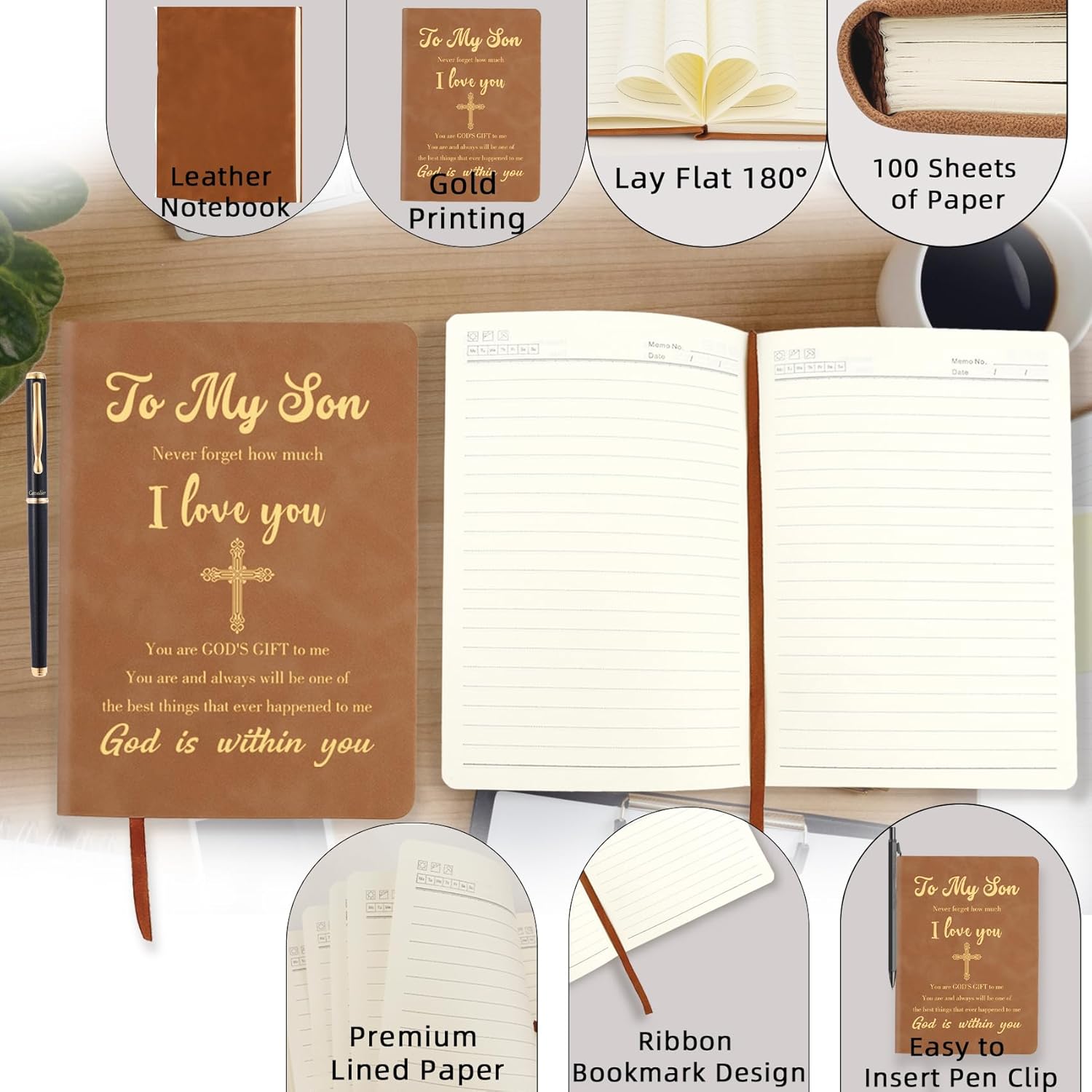 ZuEiiDop Journal Gifts for Son from Mom Fathers Day Christmas Valentines Day Easter Gifts for Sons Adult Son Gift from Mom Dad Graduation Birthday Back to School Gift for Adult Grown Sons Notebooks - Image 4