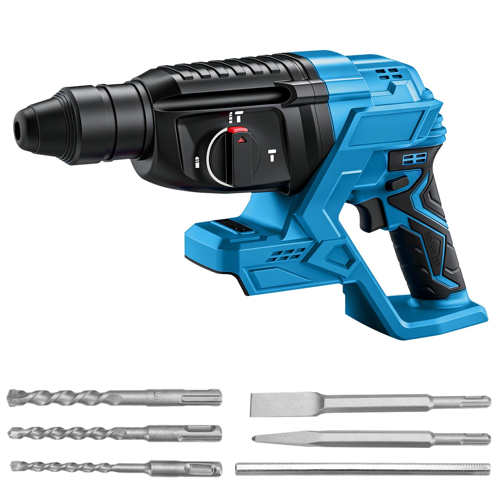 Martillo perforador para batería, compatible con batería de litio Makita de 18 V, martillo combinado profesional sin escobillas, taladro de impacto, 4500 BPM, 1700 RPM, 2,7 julios Max fuerza de
