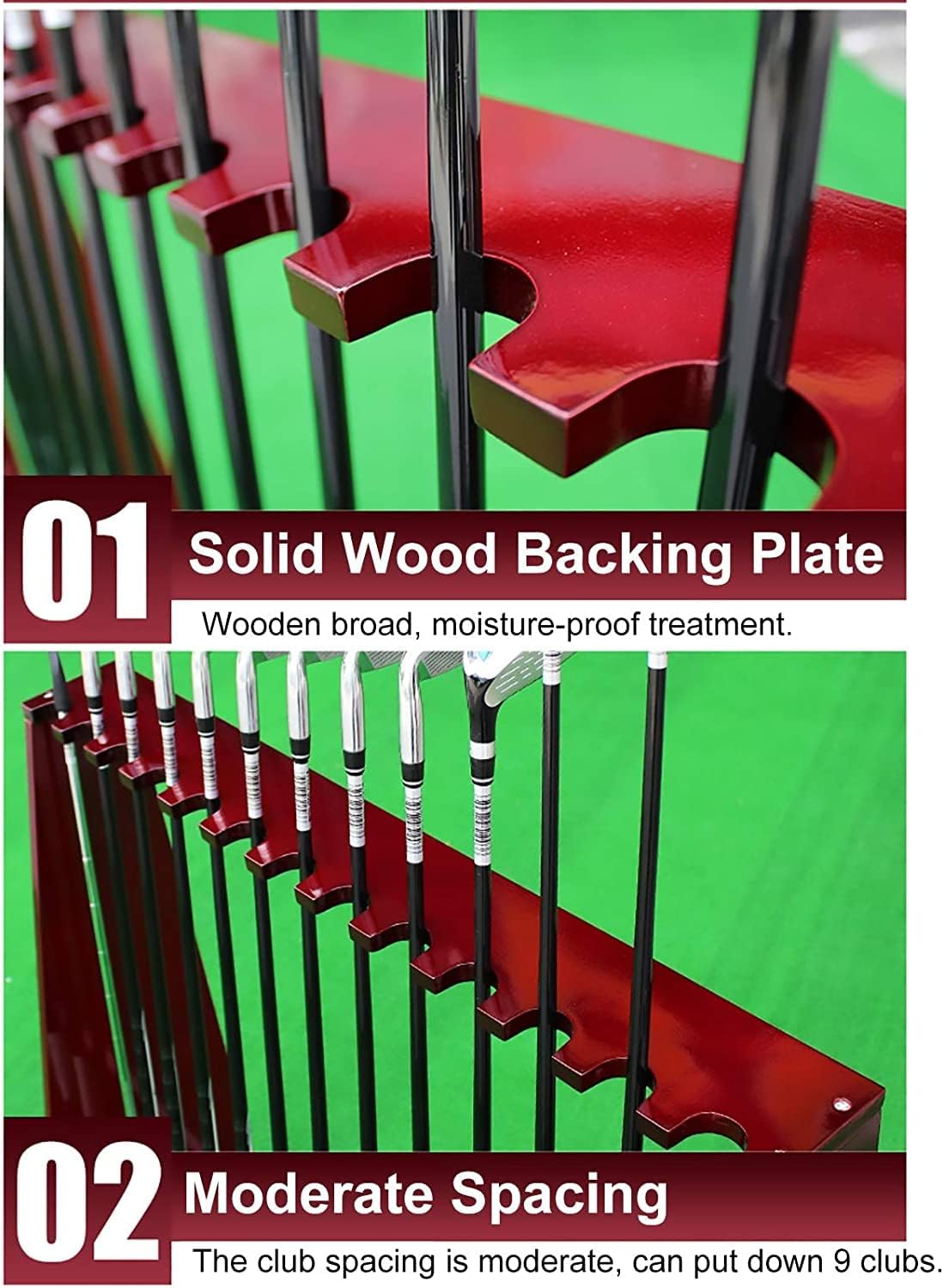 Katzowen Wooden Golf Club Organizers Holder Display Stand Rack, 13-Hole Floorstanding Golf Club Organizers Stand for Golf Driving Range, Indoor & Outdoor