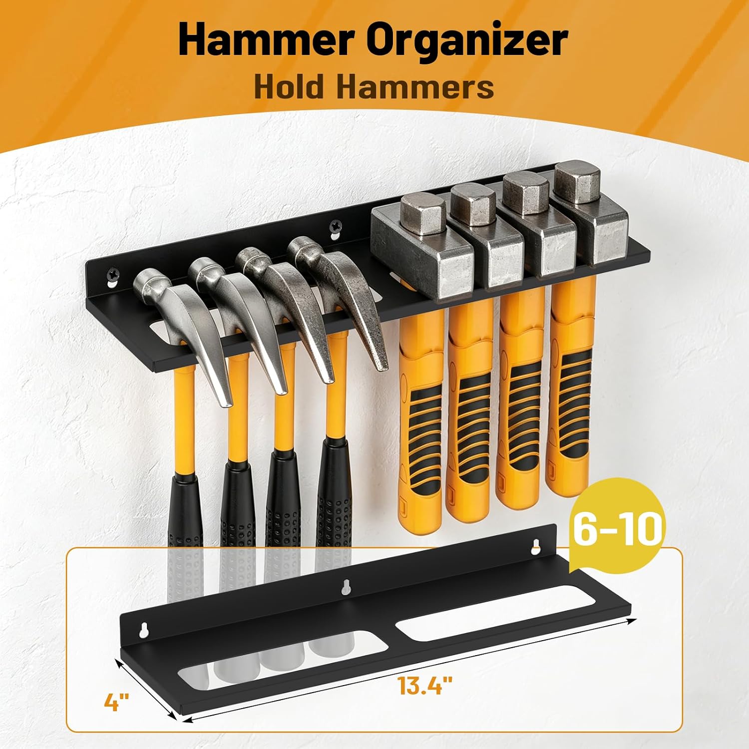 5 Pcs Tool Organizers Wall Mount, Heavy Duty Metal Screwdriver Organizer, Plier Organizer, Hammer Holder, Wrench Holder, Power Tool Storage Racks for Garage, Workshop, Shed