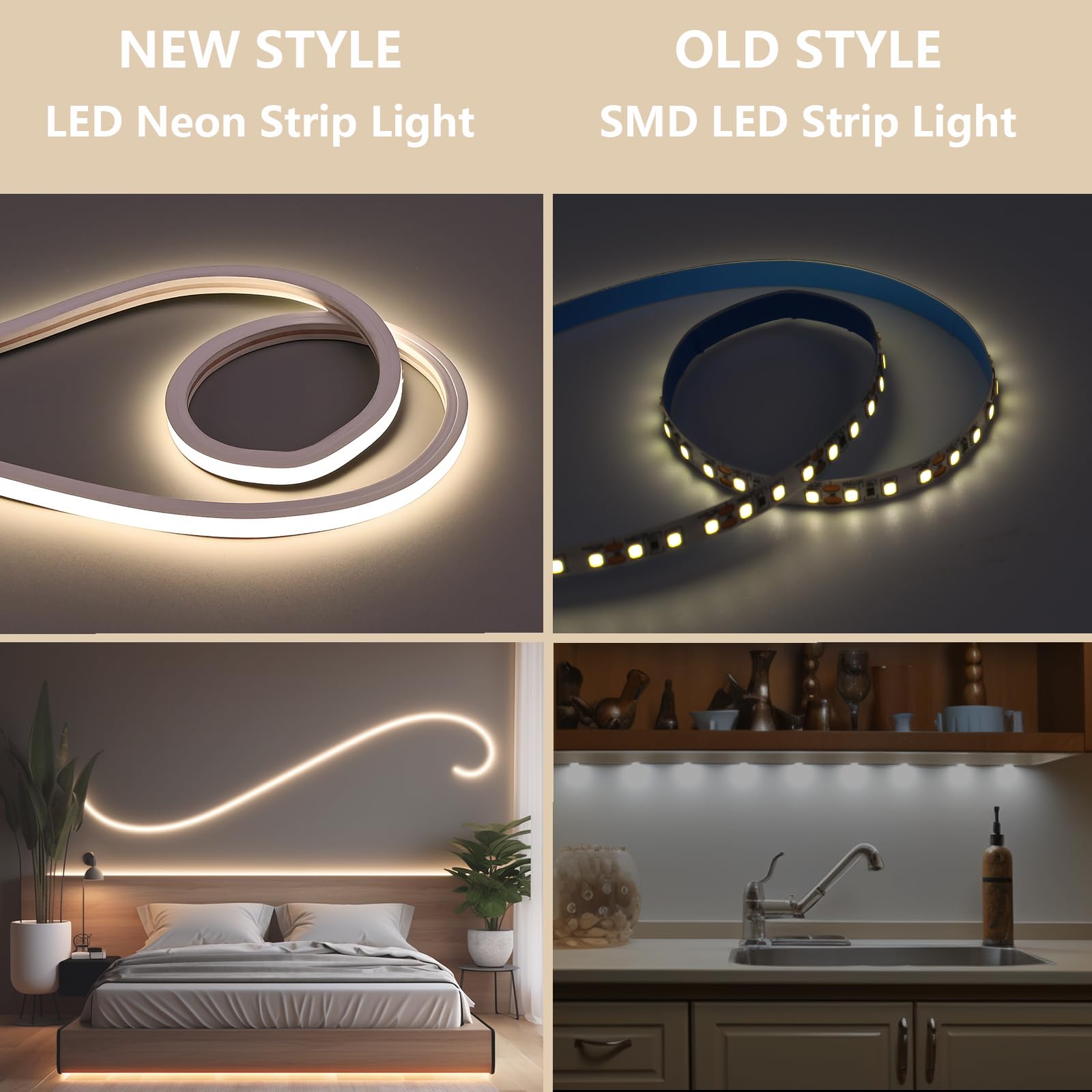 BENLUN Striscia LED Neon 24V Esterno Impermeabile IP65 15 Metri 10W/m | 4000K Bianco Naturale Luci LED Neon 400lm/m per cucina, Cortile, Giardino, Salotti, Residenziale (Alimentatore non Incluso)