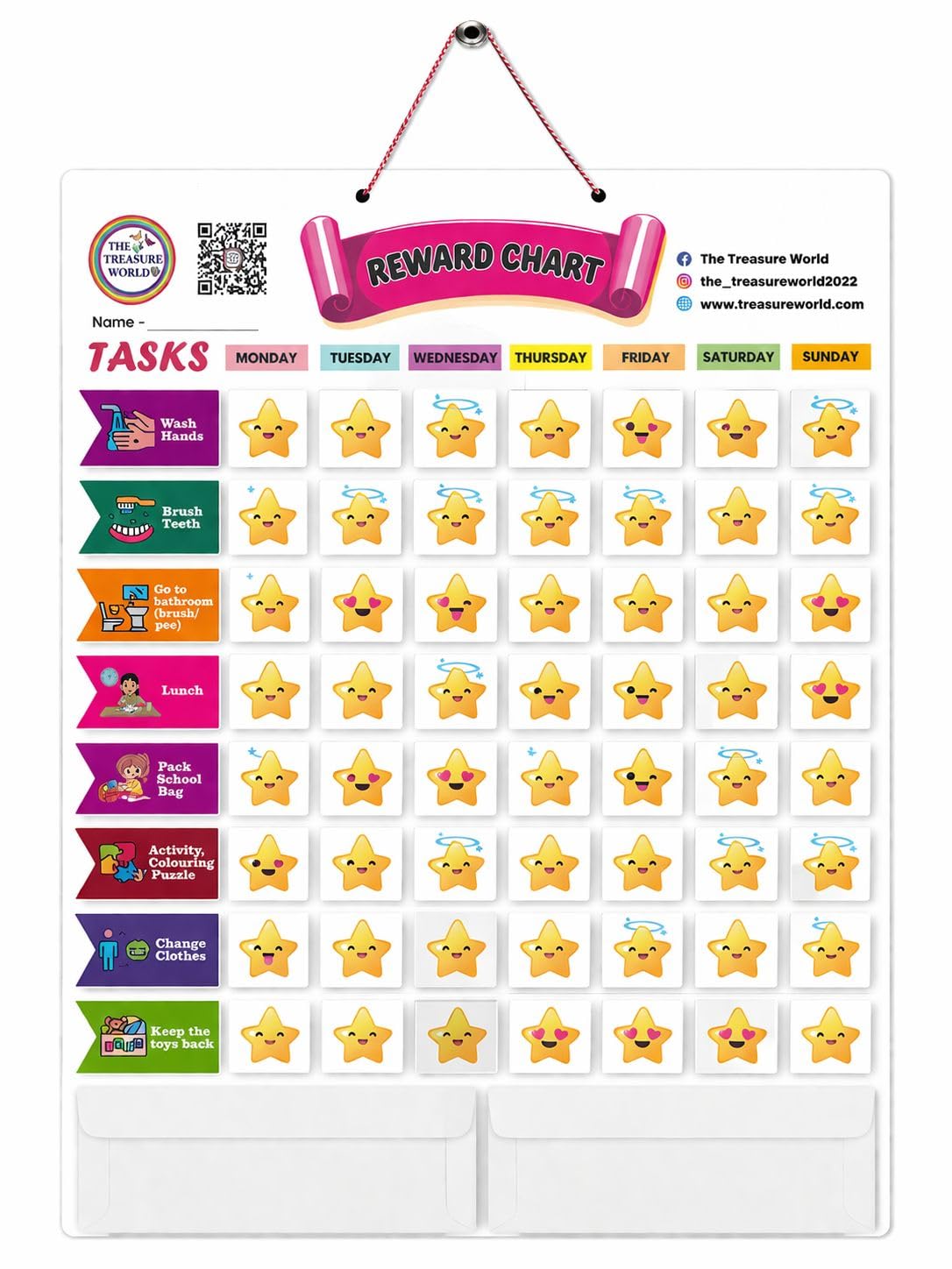 Kids Reward Chart - Customisable & Detachable Habit-Building Reward Chart with Star System - Builds Daily Routine & Positive Behaviour Chart for Children (Age 3 to 8 Years)-image-32