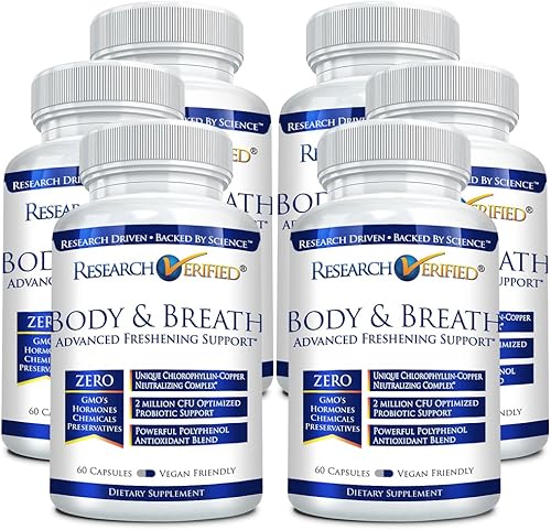 Research Verified Body & Breath Desodorante y ambientador natural, suplemento de mal aliento y olor corporal, 60 unidades (suministro para 6 meses)