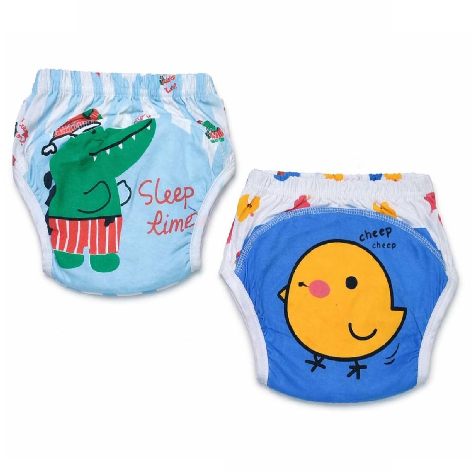 Hi Mom Pack of 2 Printed Reusable Baby Training Pants Cotton Diaper Underwear for Toddlers Boys Girls Leak Resistant Washable Potty Training Pants Soft Absorbent Nappy - Sky Blue, L-image-40