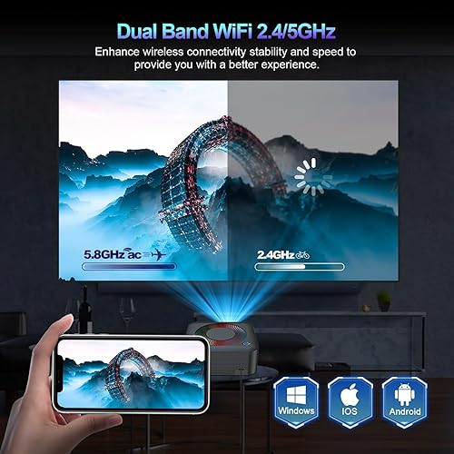Miniatura 3 de Proyector 5G WiFi Bluetooth nativo 1080p compatible con 4K, XNANO 500 ANSI Home Theater Proyector portátil FHD de película al aire libre con altavoz
