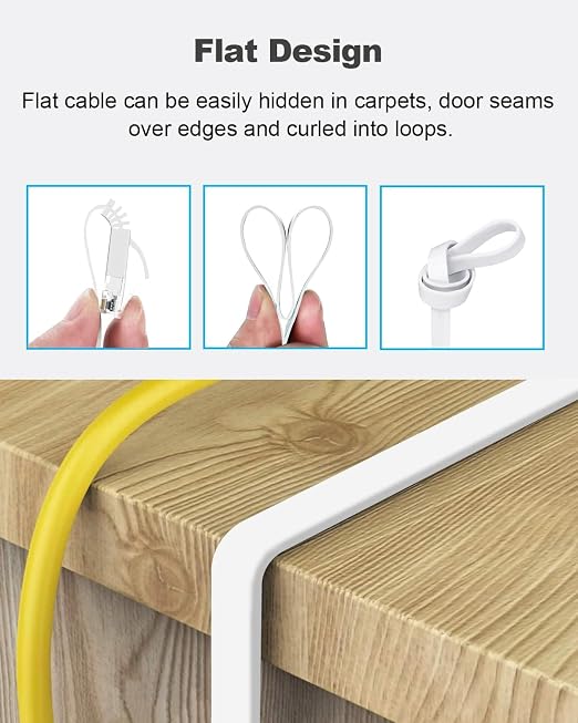 Cable Ethernet CAT6 plano 15 ft 6 unidades blanco miniatura 5